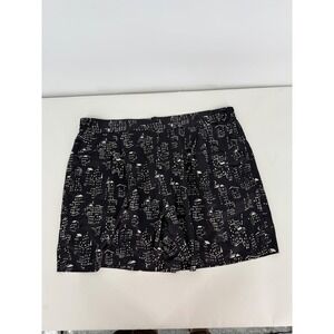 Recliner Women's Sz L Shorts Black White Cityscape Print Elastic Waist‎ Trendy